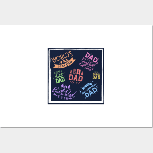 Colorful Fathers Day Text Posters and Art